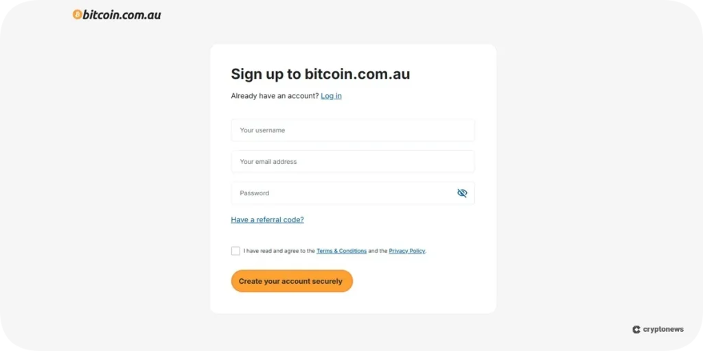bitcoin.com.au signup