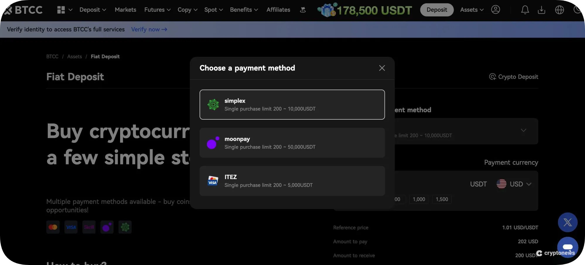 BTCC Deposit