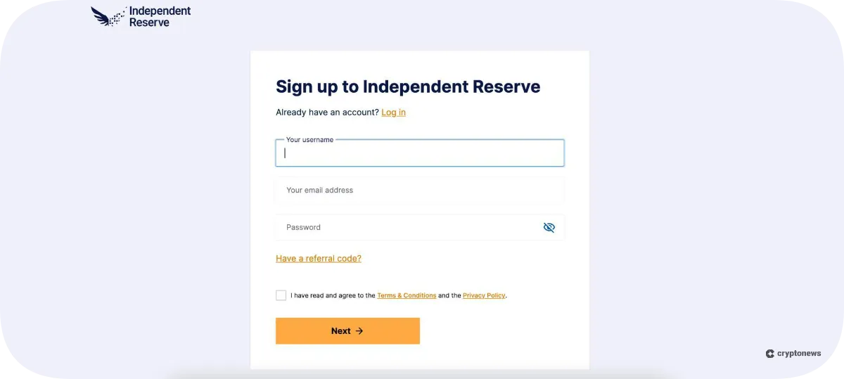 Independent Reserve open account