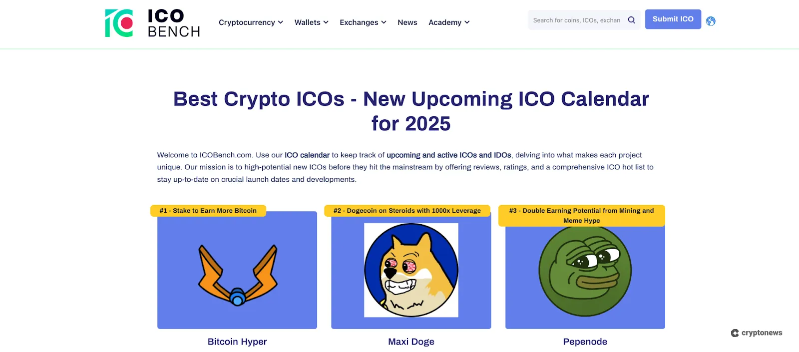 ICOBench, a great place where to fund Meme Coin Presales