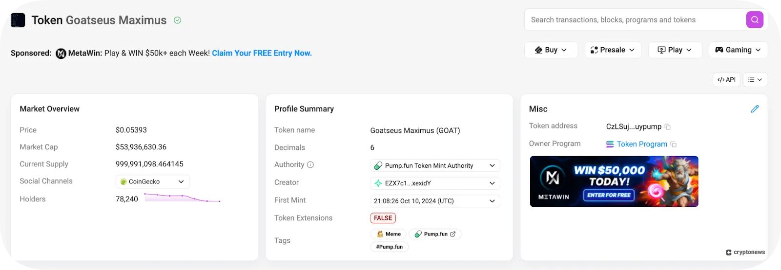 solana meme coin goat