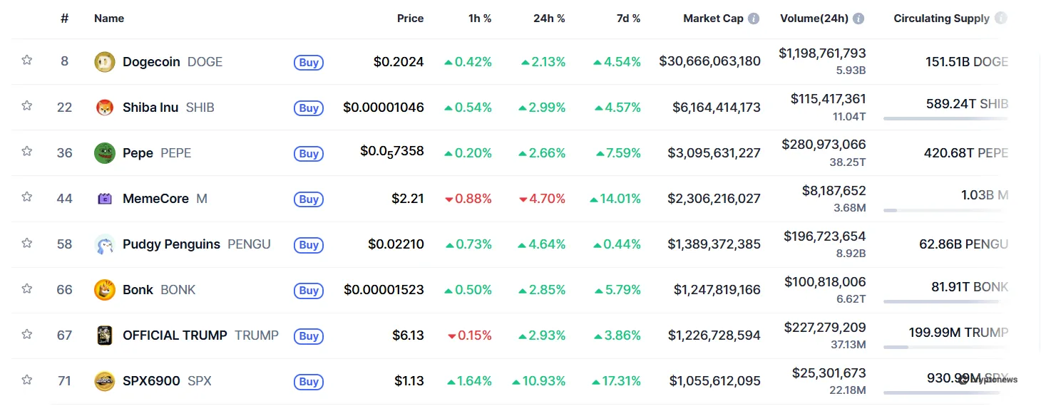 meme coins delivering big returns