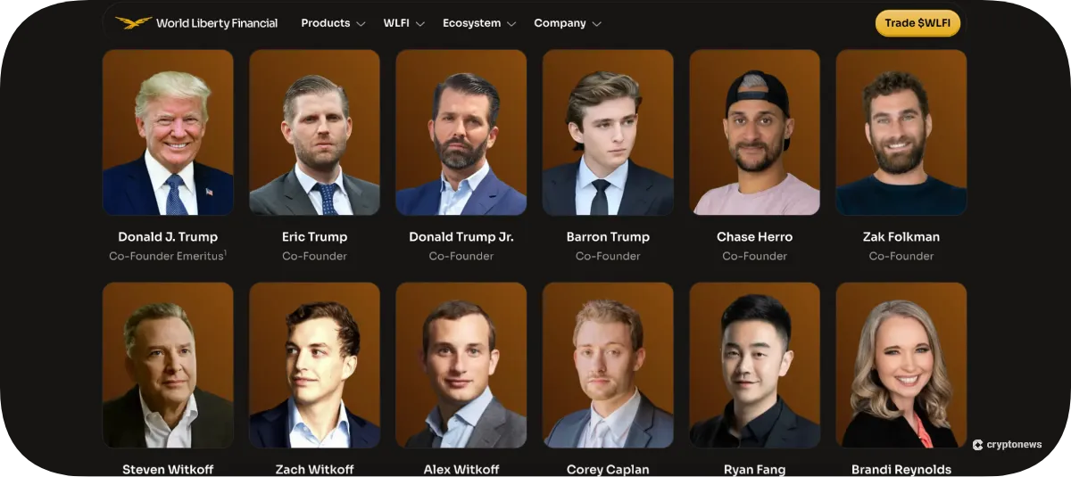 월드리버티파이낸셜(WLFI) 창립자들