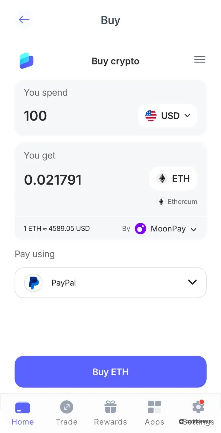 Buy crypto on Best Wallet