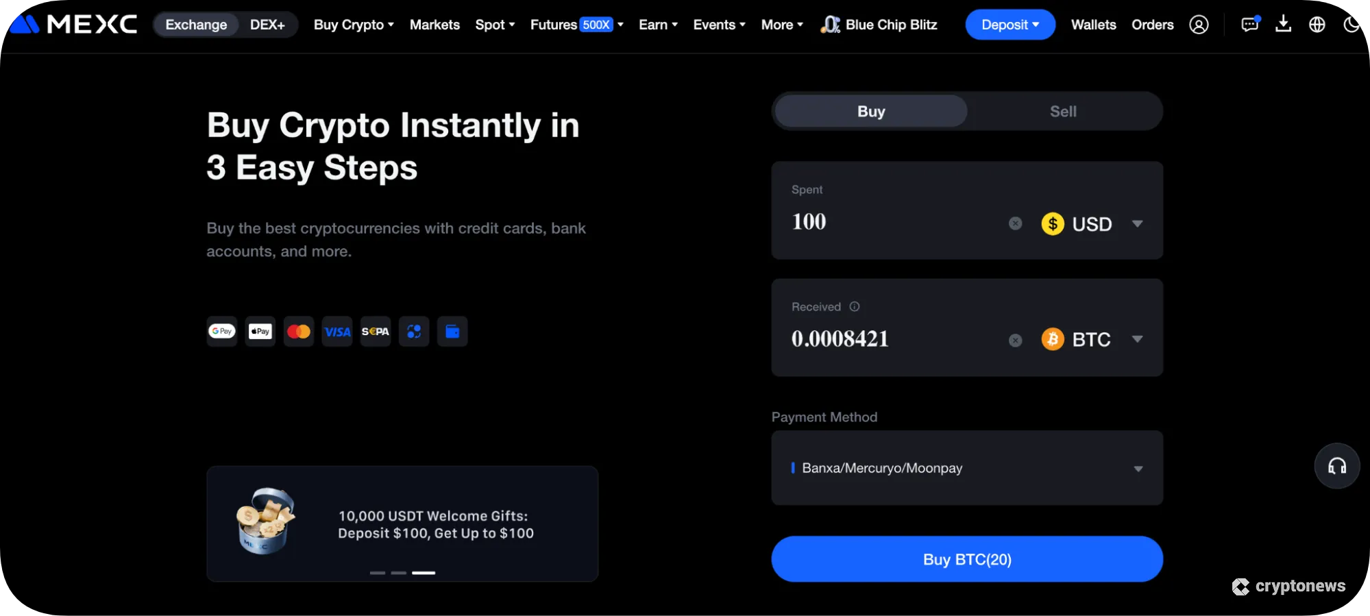 buy bitcoin with mexc
