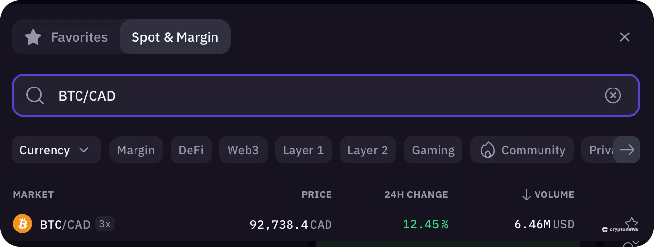 kraken btc/cad trading pair
