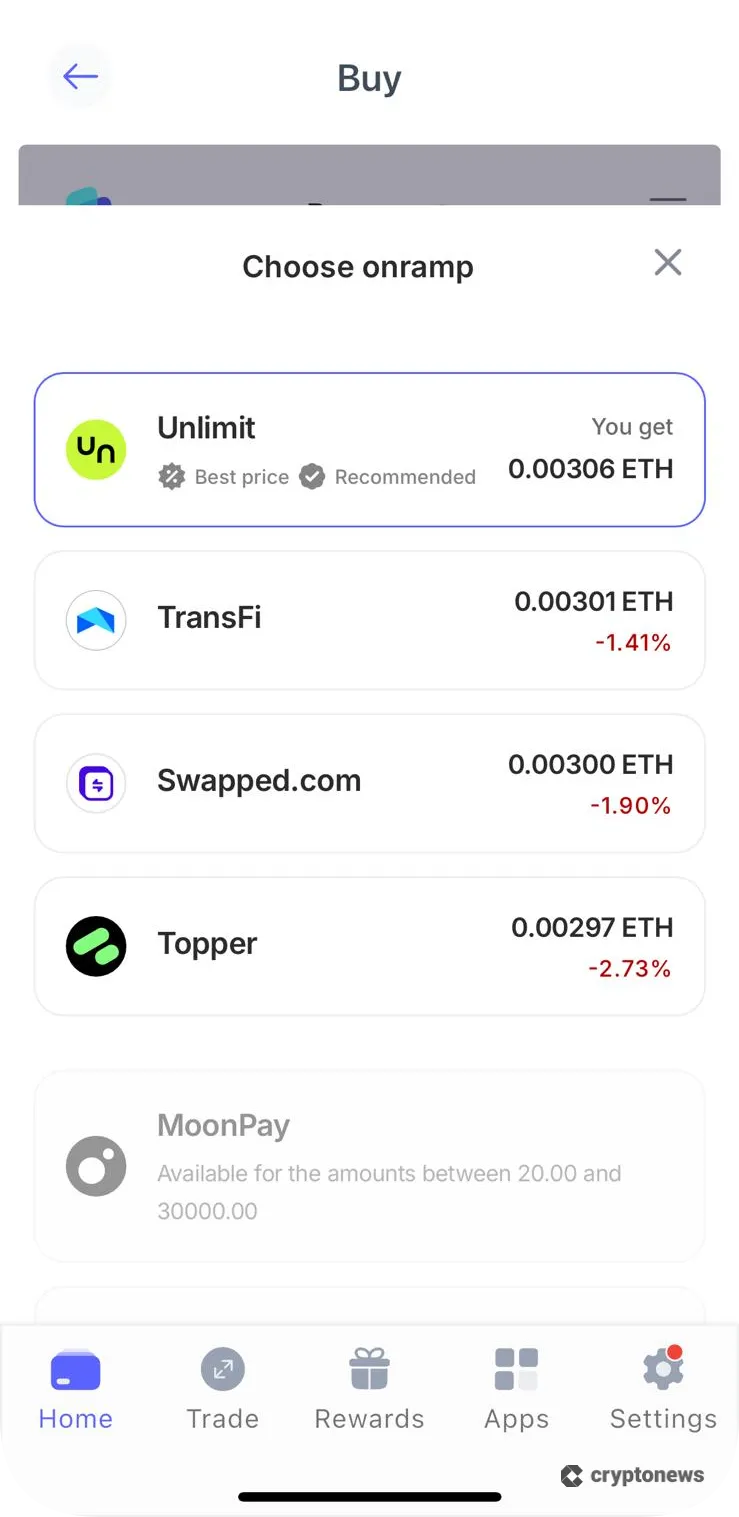 buying ethereum with debit card onramp