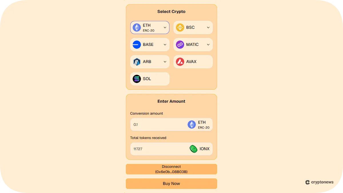 ionix chain select crypto