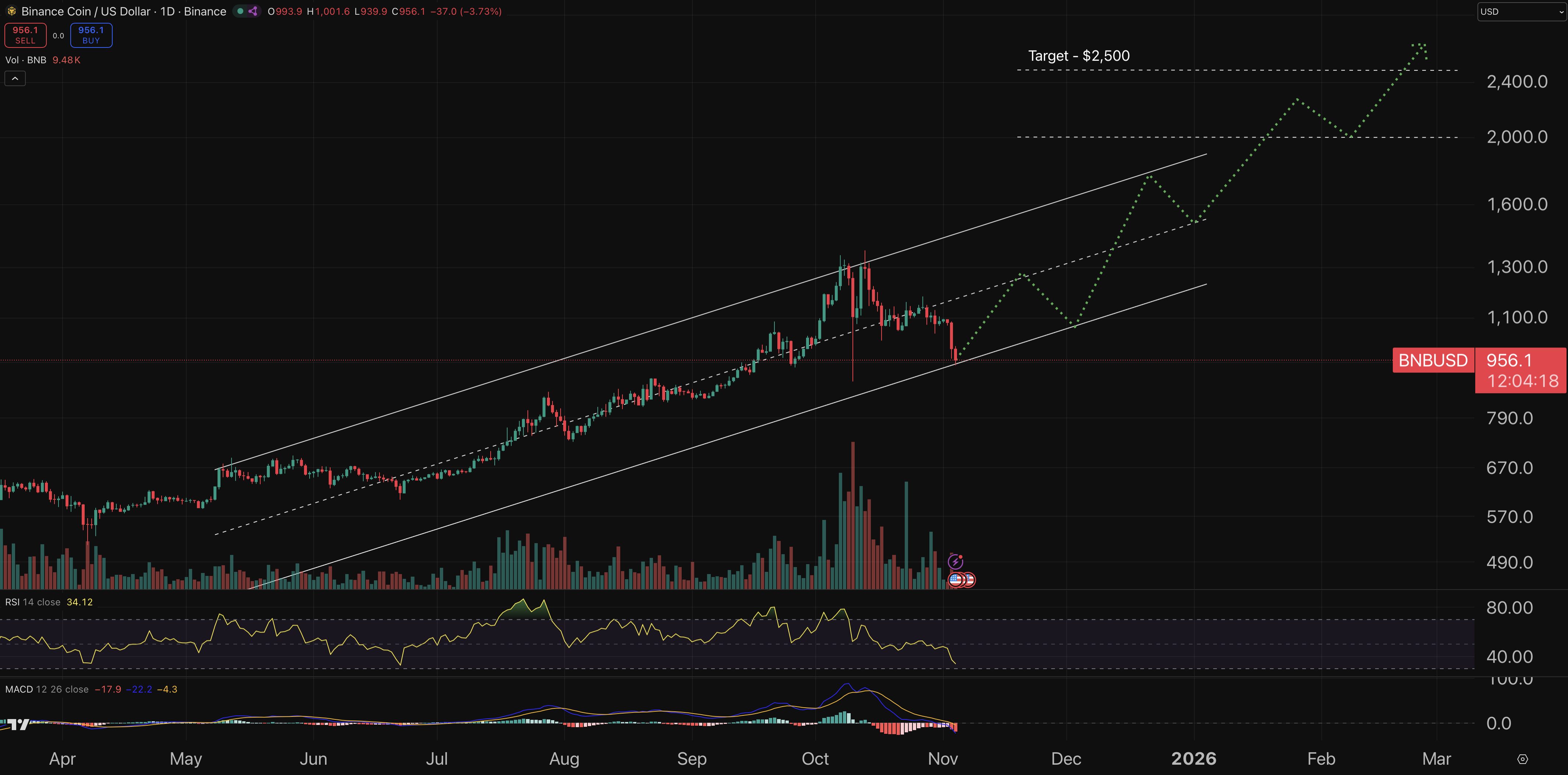 BNB Coin price chart.