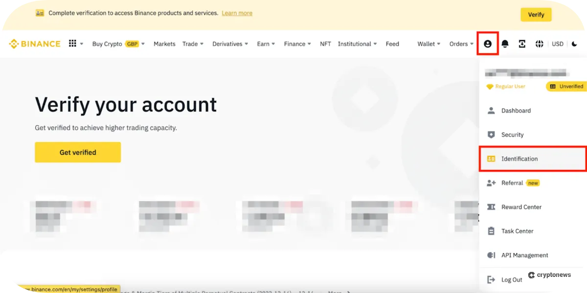verify your binance account