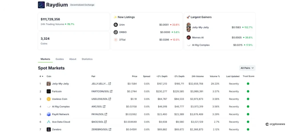 Raydium Supported Coins and Networks