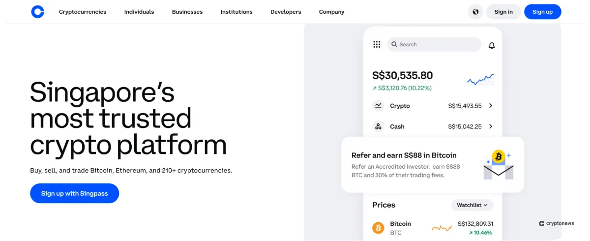 coinbase homepage