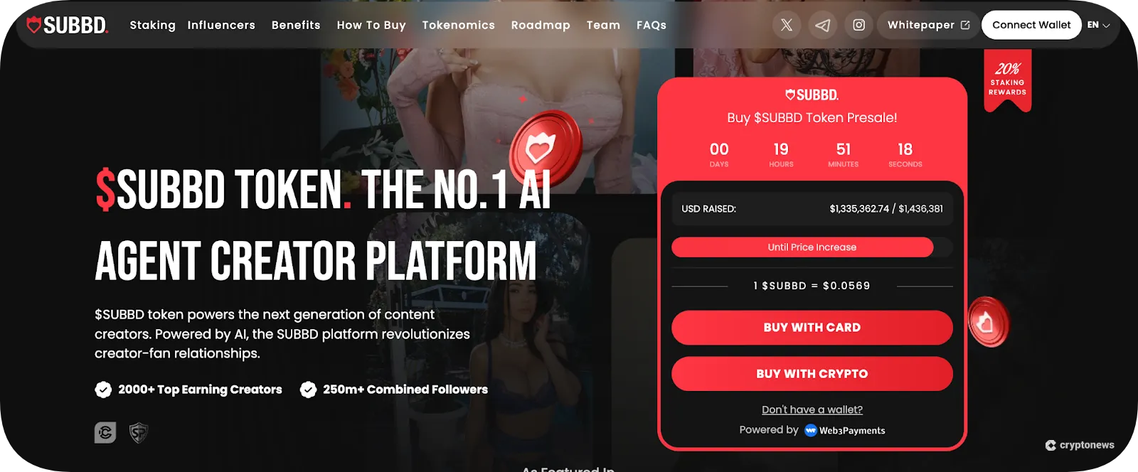 screenshot of subbd website homepage