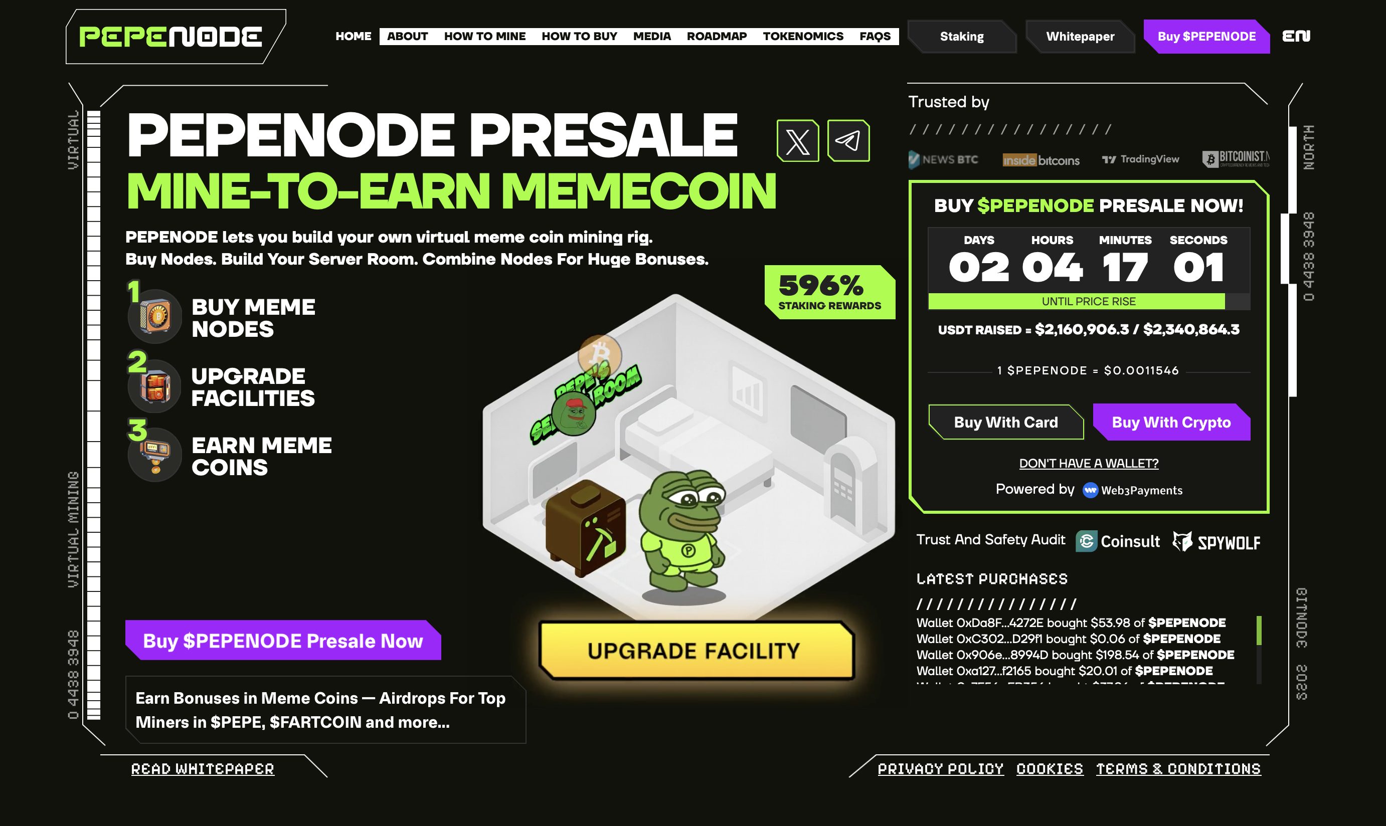 PEPENODE website - best new meme coin to buy.