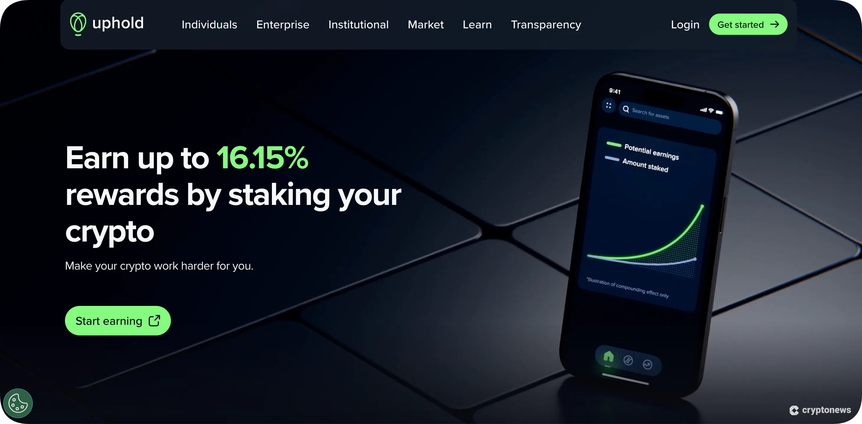 uphold is a good crypto staking platform with a high reward