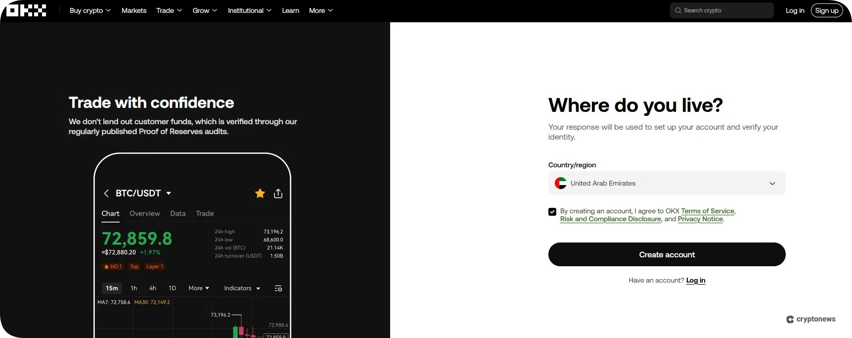 okx set residency to uae