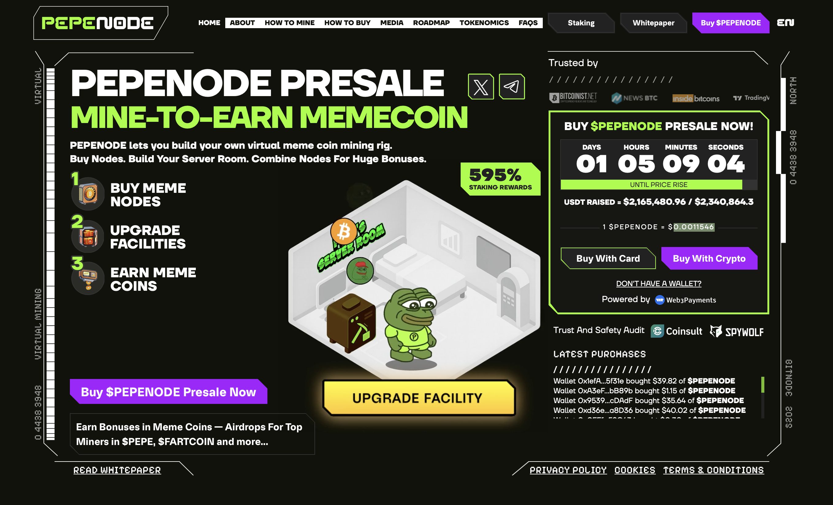 PEPENODE website - best new meme coin to buy.