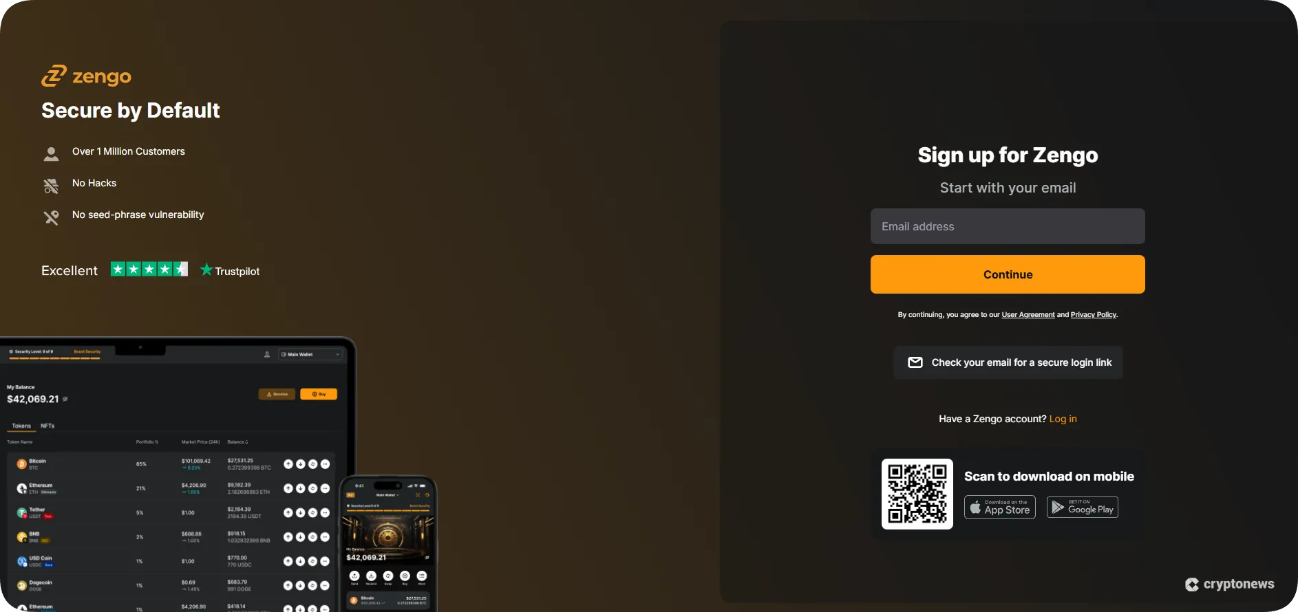 create an account with your wallet provider