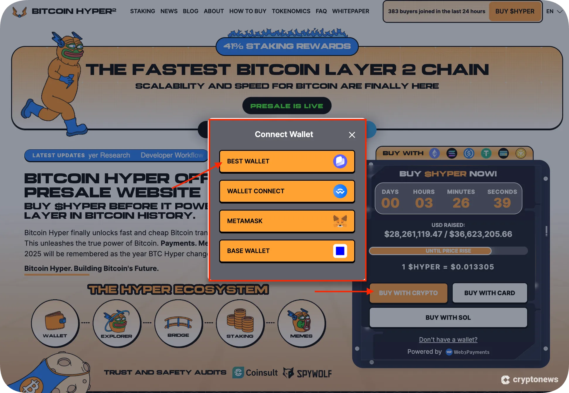 How to connect your wallet to a crypto presale website to buy new tokens before they launch