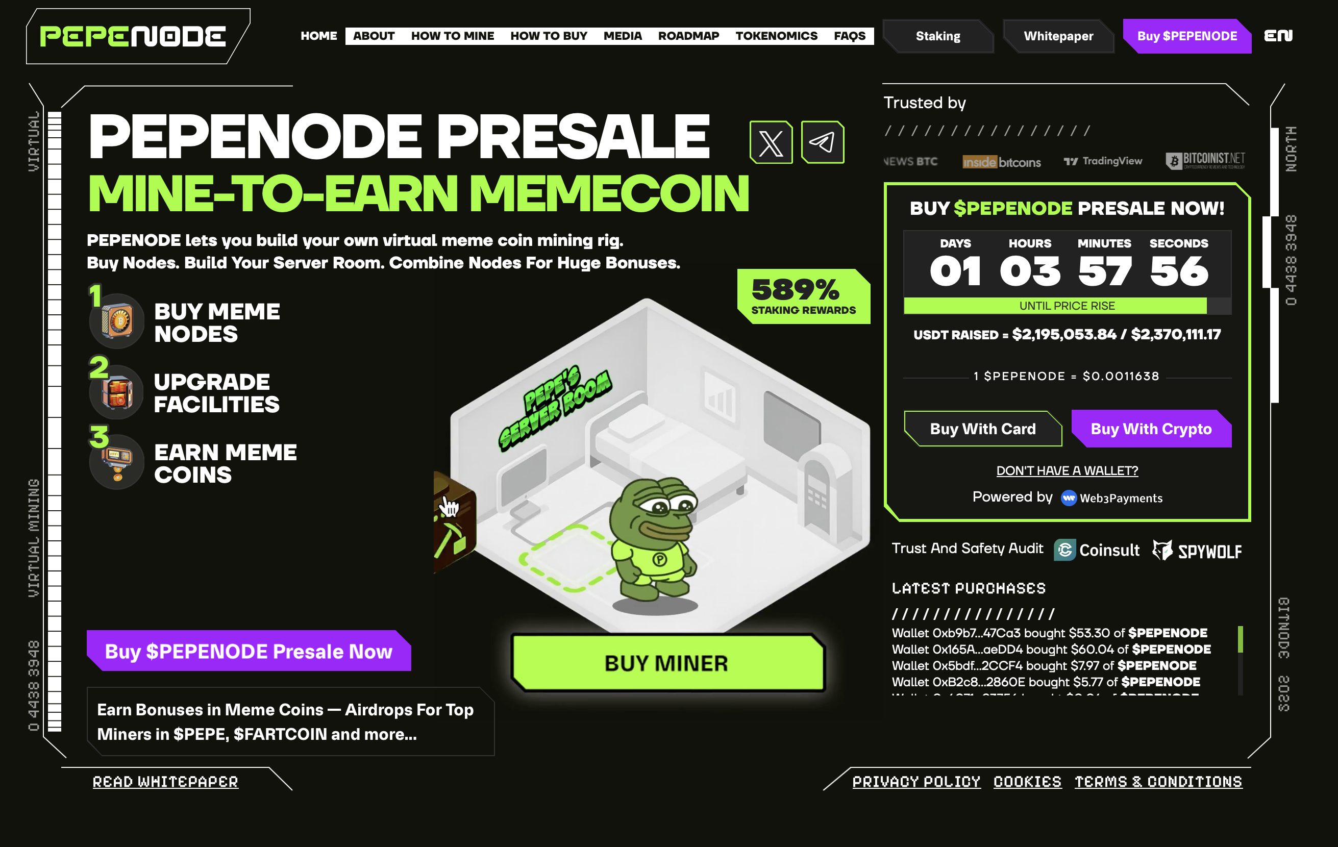 PEPENODE presale page - best altcoin coin to buy.