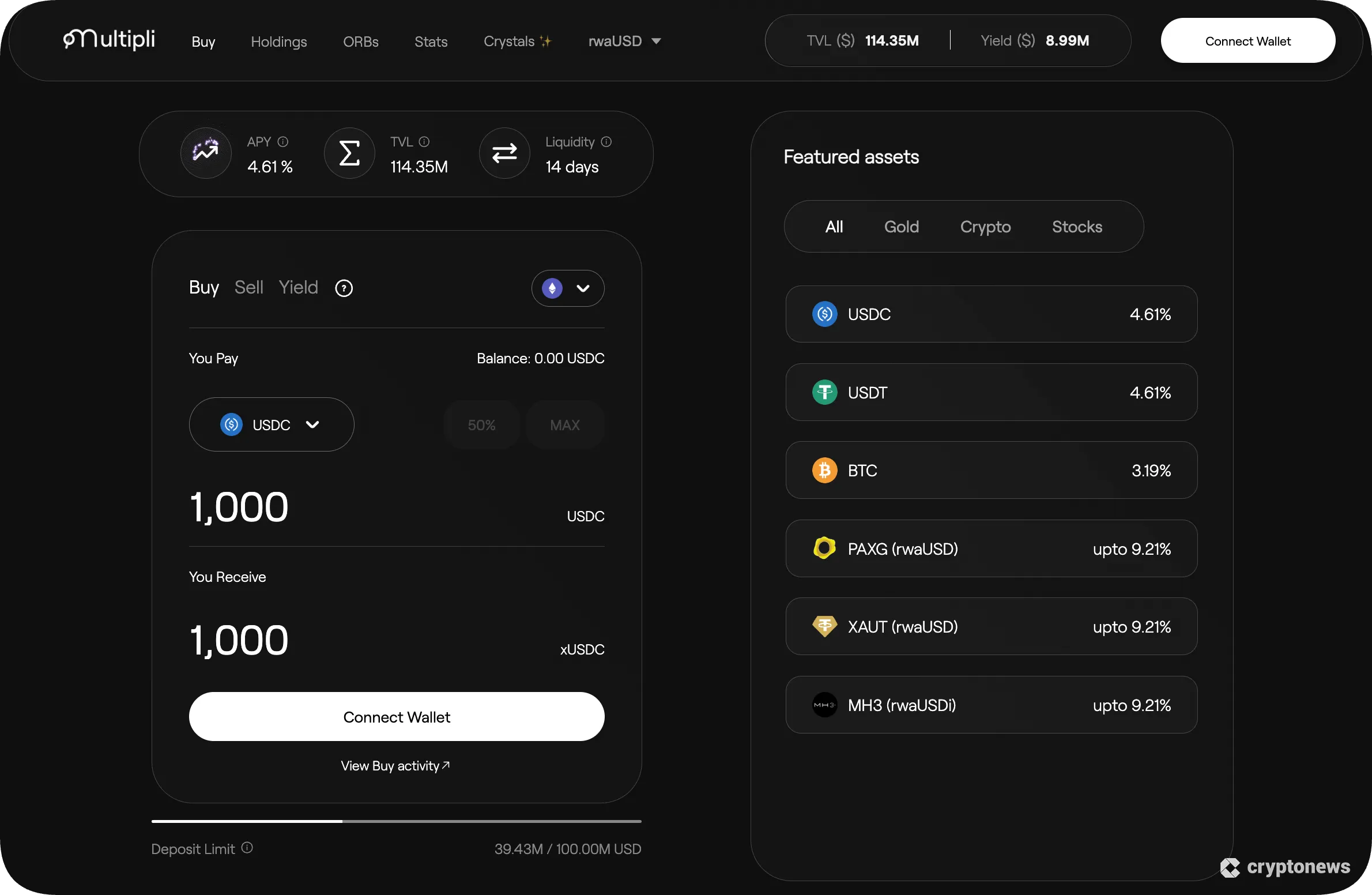 screenshot of multiplis website
