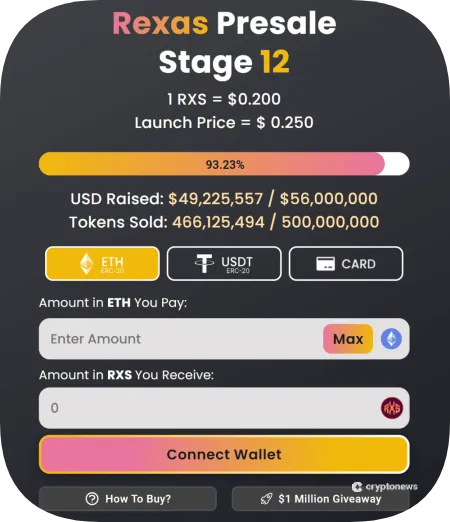 widget for connect a crypto wallet to the Rexas Finance Presale