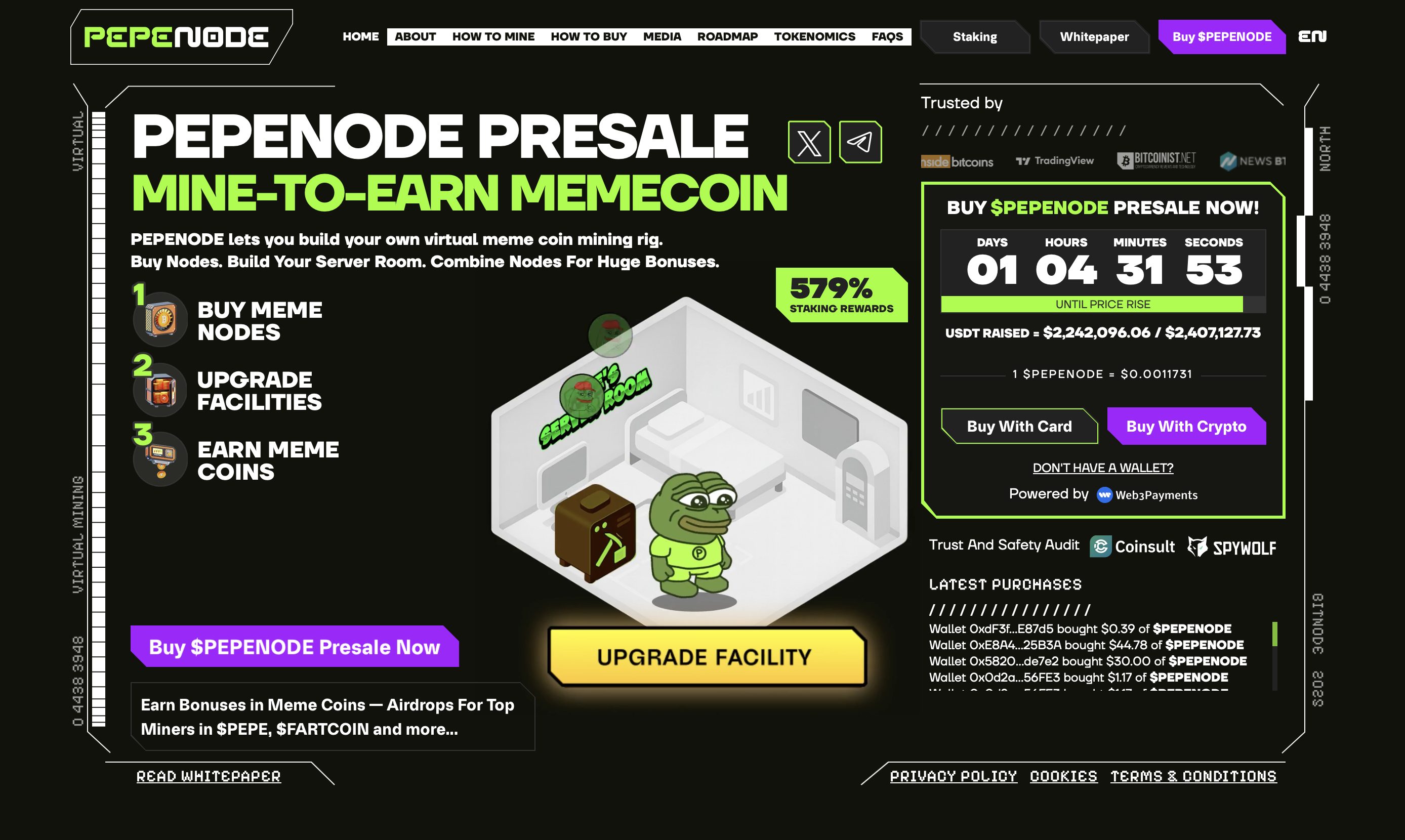 PEPENODE website - next altcoin to turn $100 into $10,000.