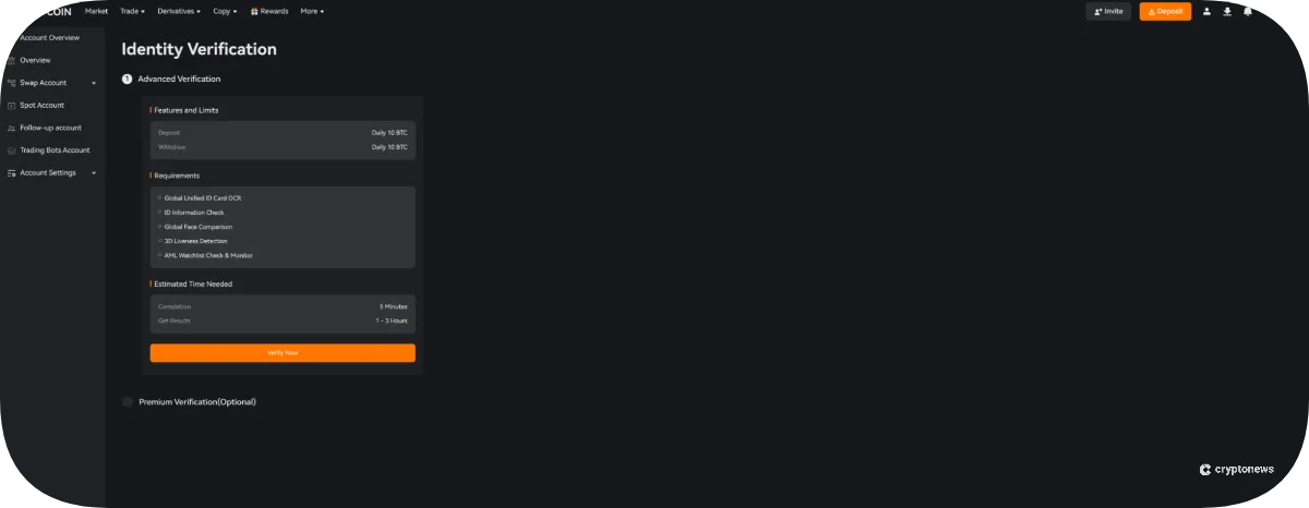 Deepcoin Identity Verification