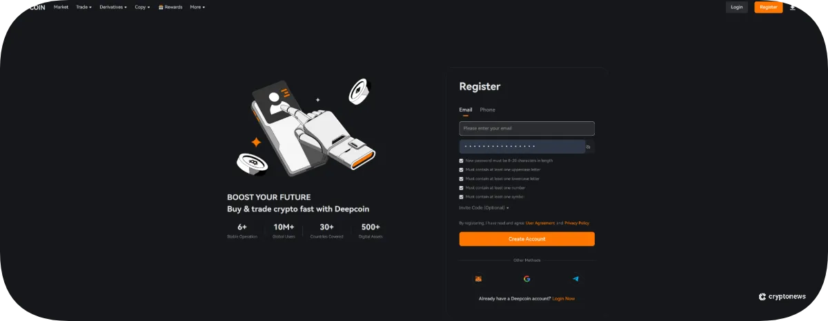 Deepcoin Create an Account
