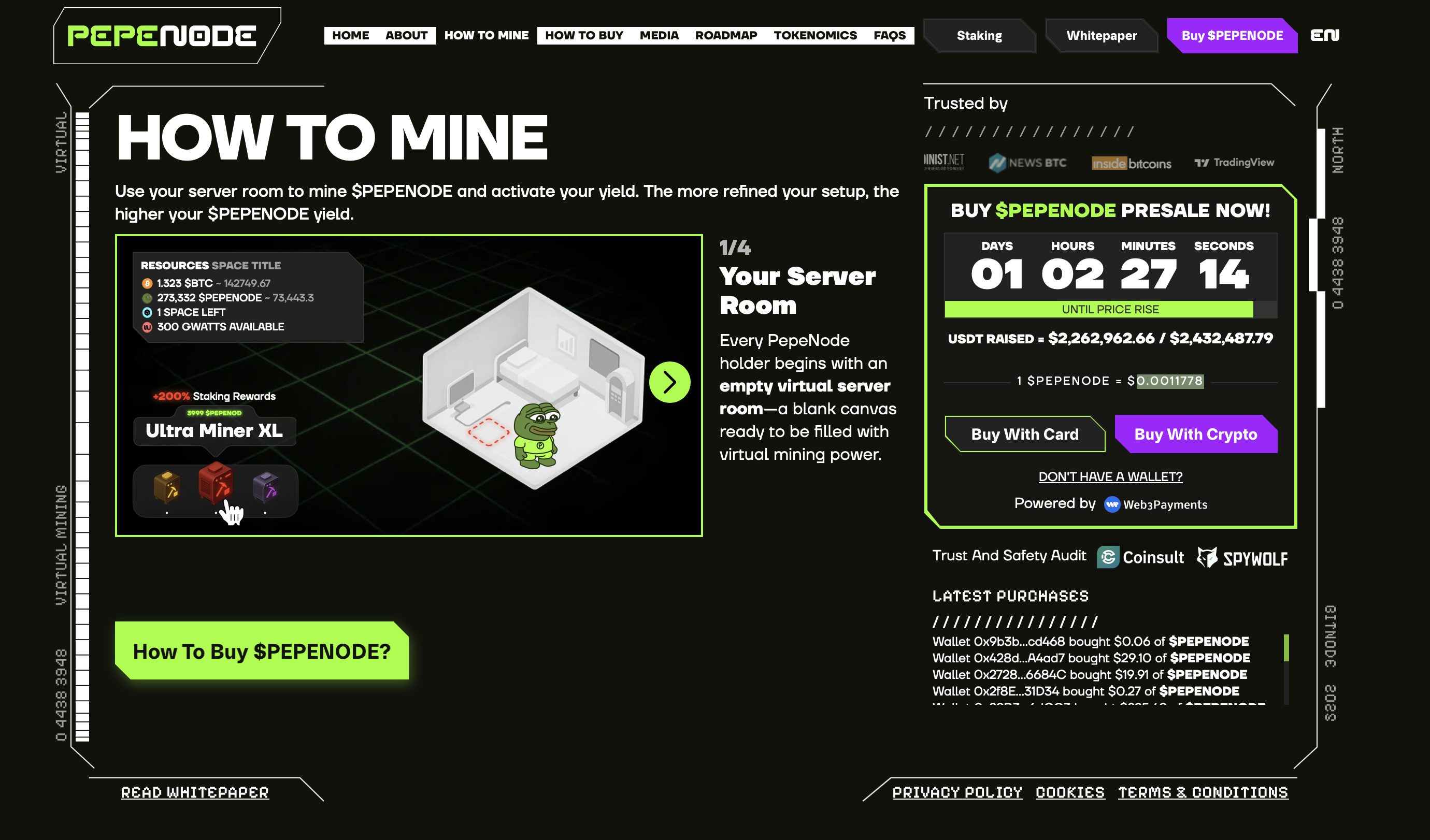 PEPENODE website - best new meme coin to buy today.