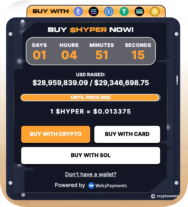 widget for buying hyper on the official website