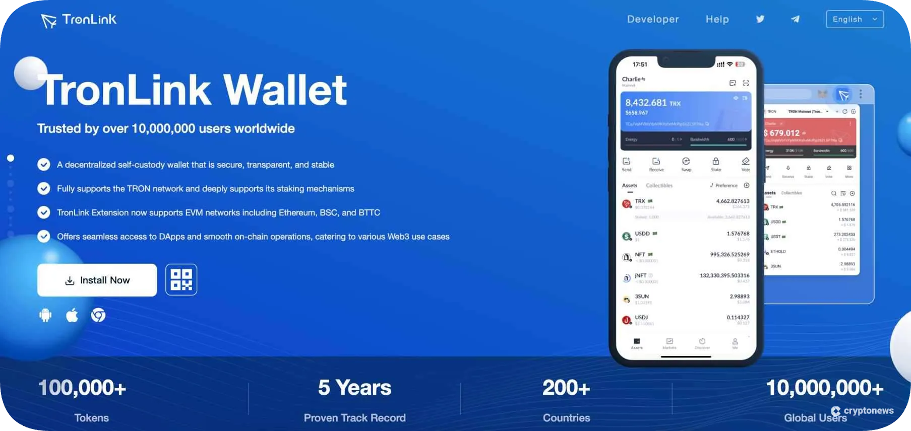 screenshot of tronlink wallet