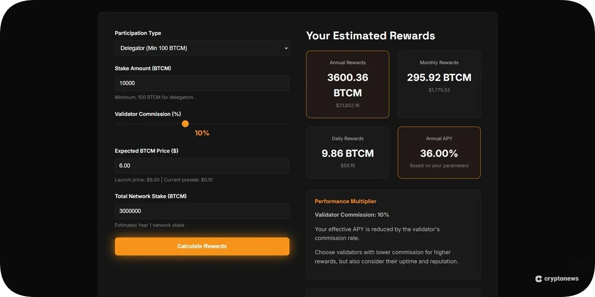 Bitcoin Munari validator rewards
