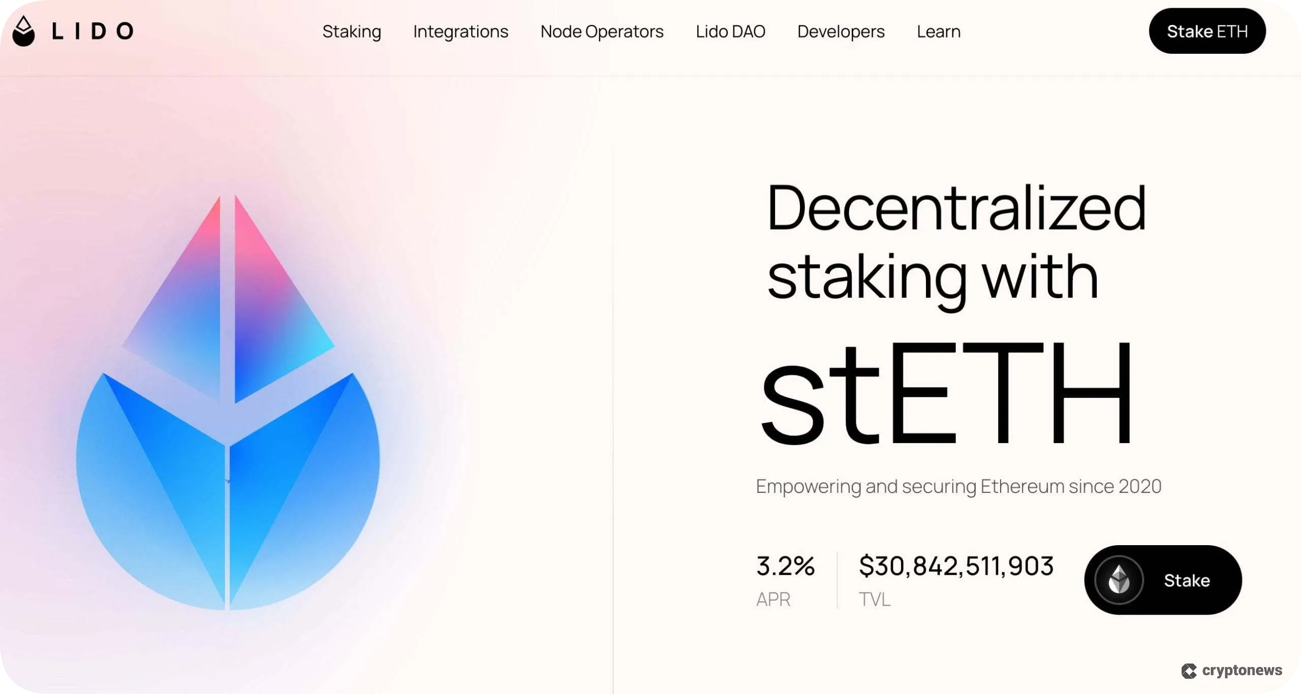 screenshot of lido finance platform