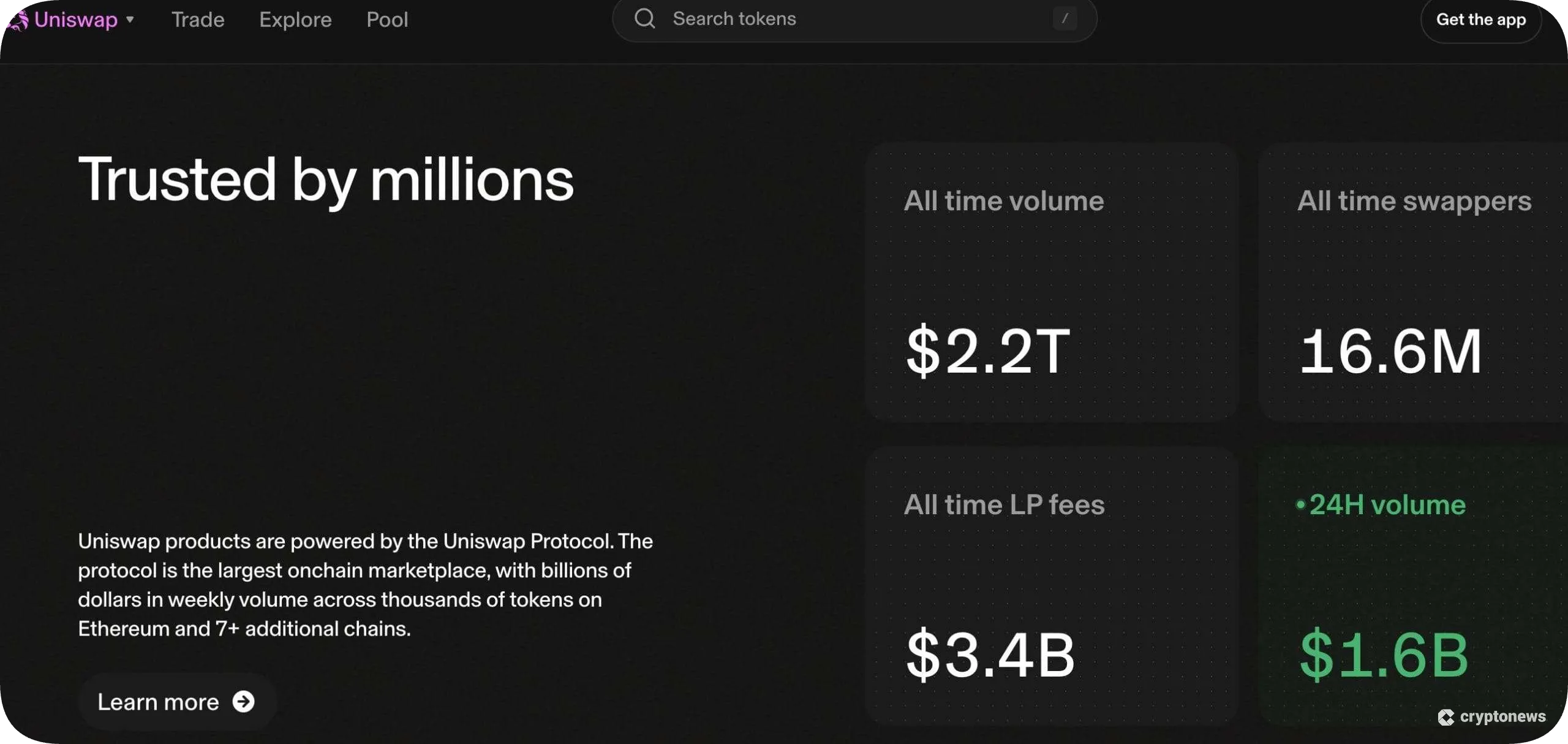 screenshot of the uniswap platform