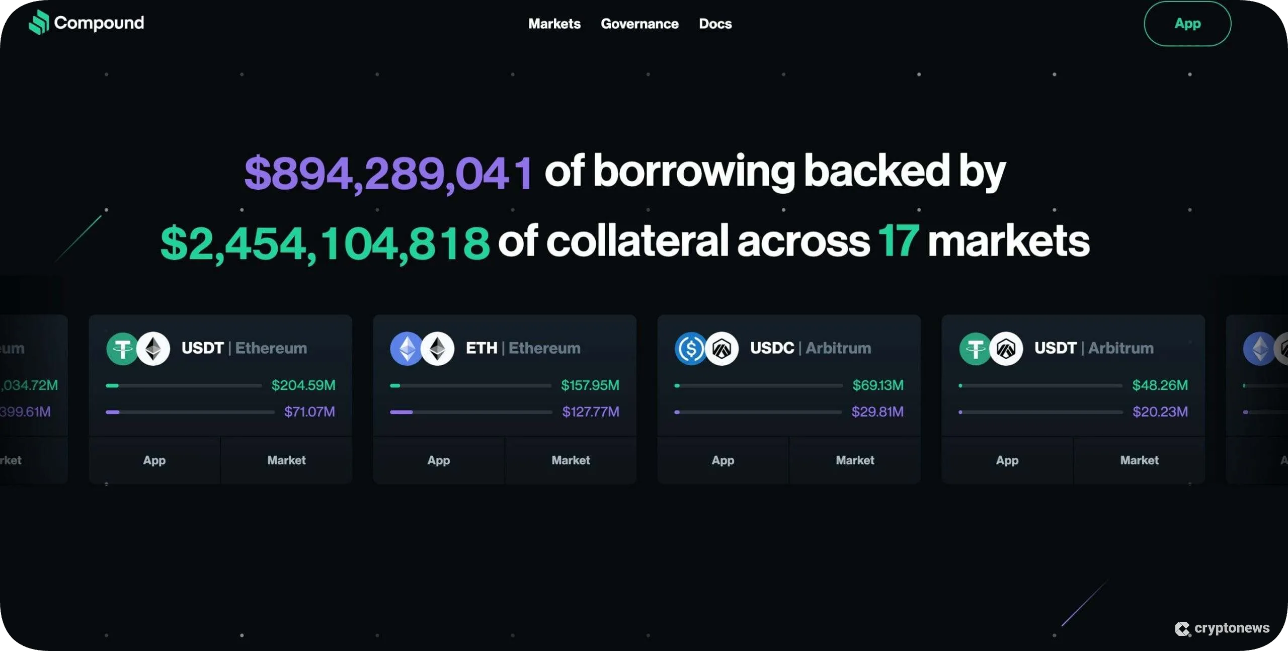 screenshot of compound finance
