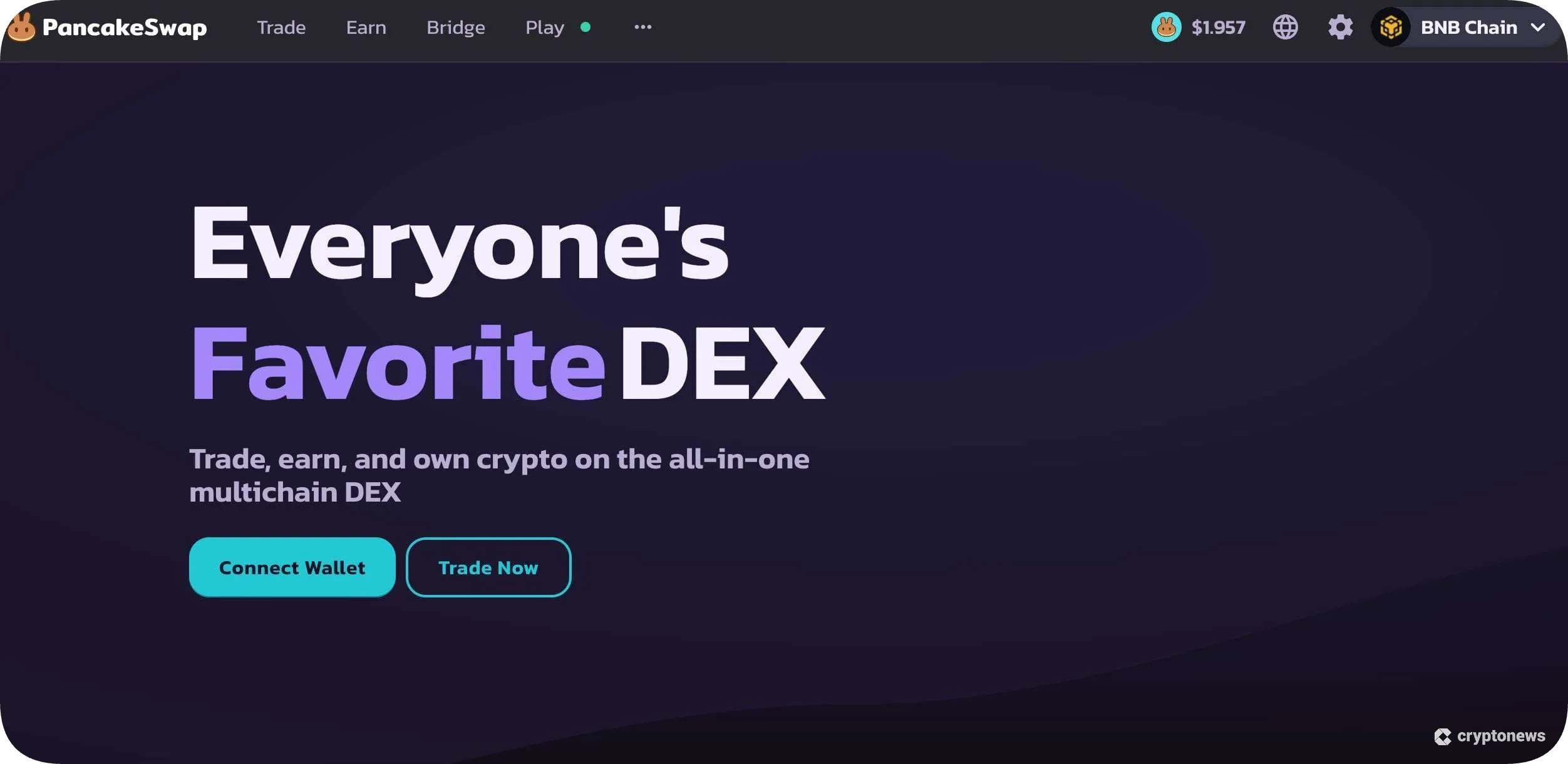 screenshot of pancakeswap platform