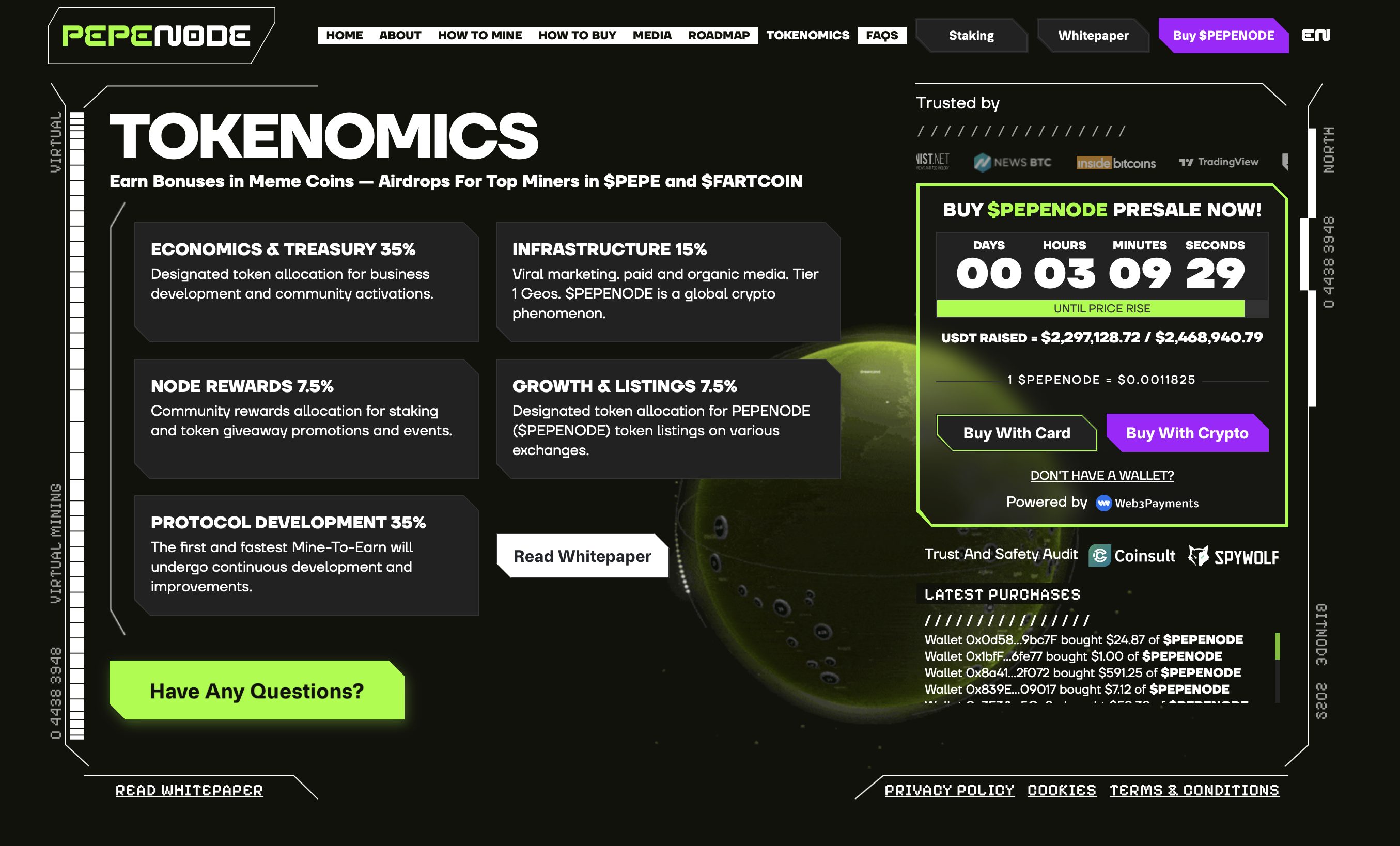 PEPENODE website - next altcoin to turn $100 into $10,000.