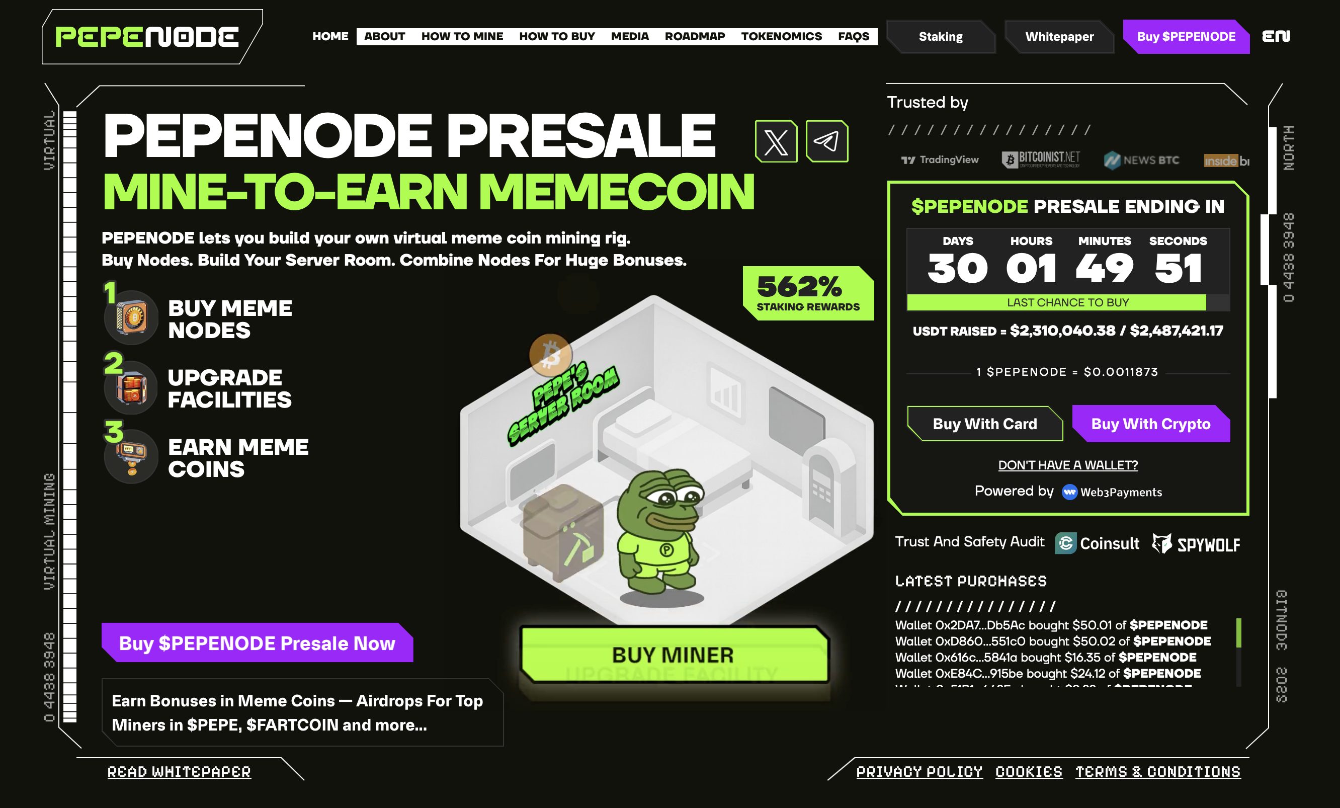 PEPENODE website - best meme coin to buy today.