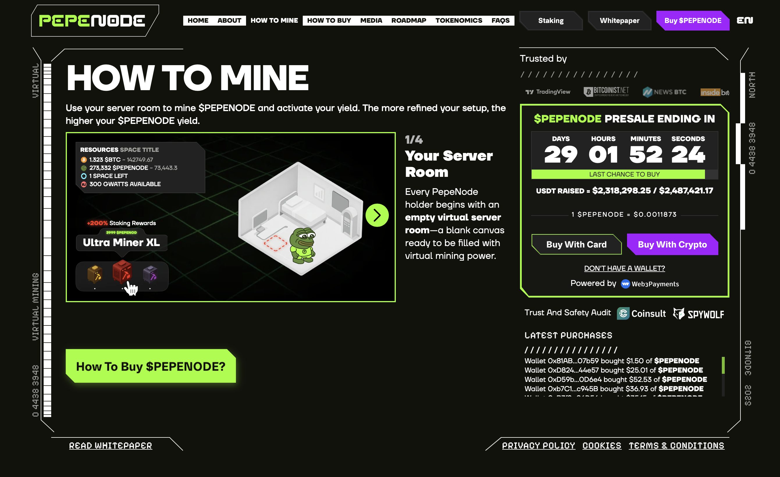 Веб-сайт Pepenode - найкращий альткойн для покупки зараз за 0,01 долара.