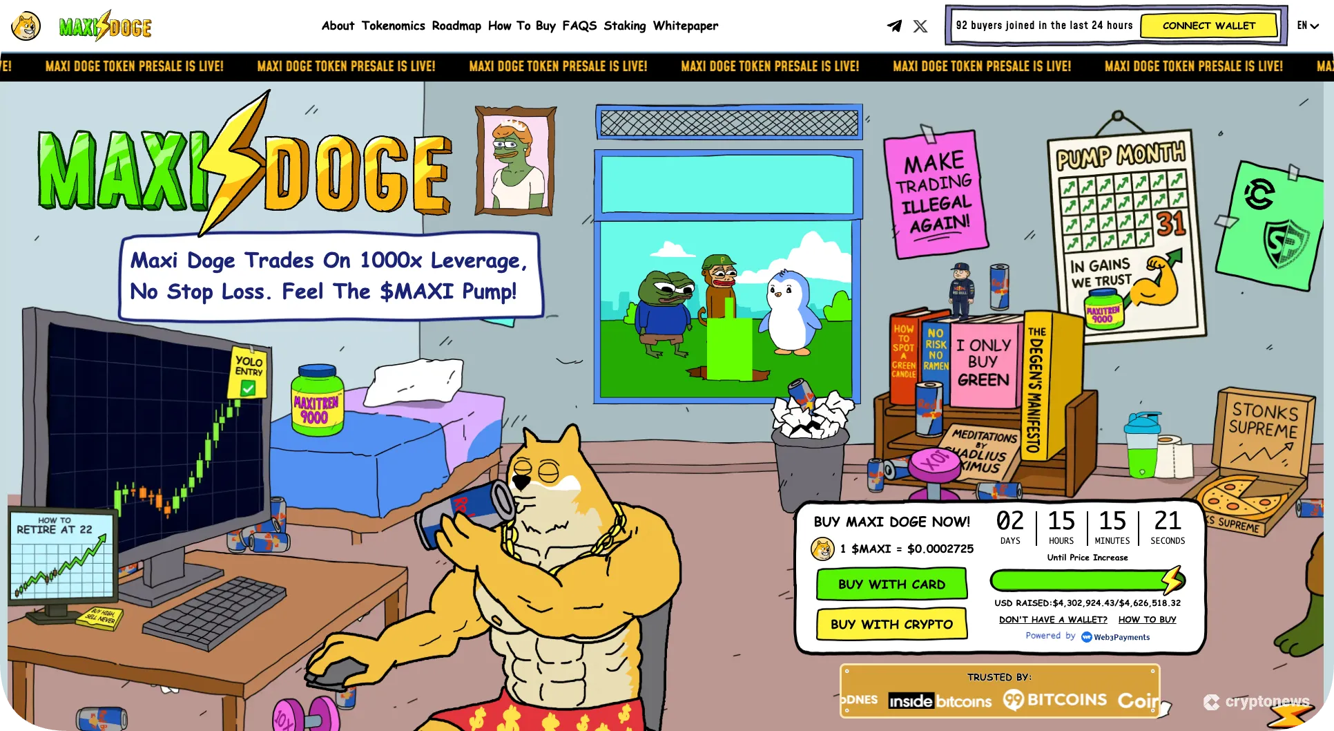 screenshot of the Doge-Inspired Meme Token Maxi Doge