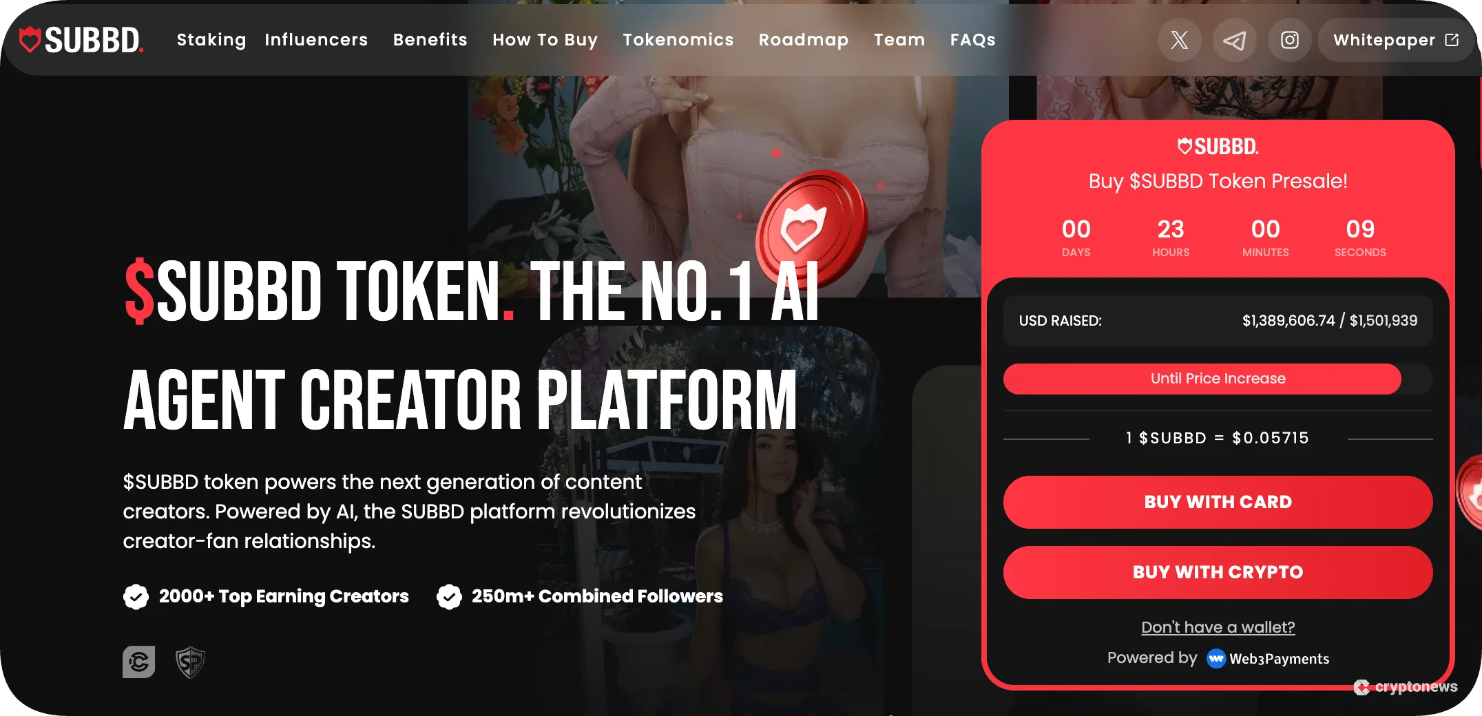 screenshot of the Utility Token SUBBD's presale