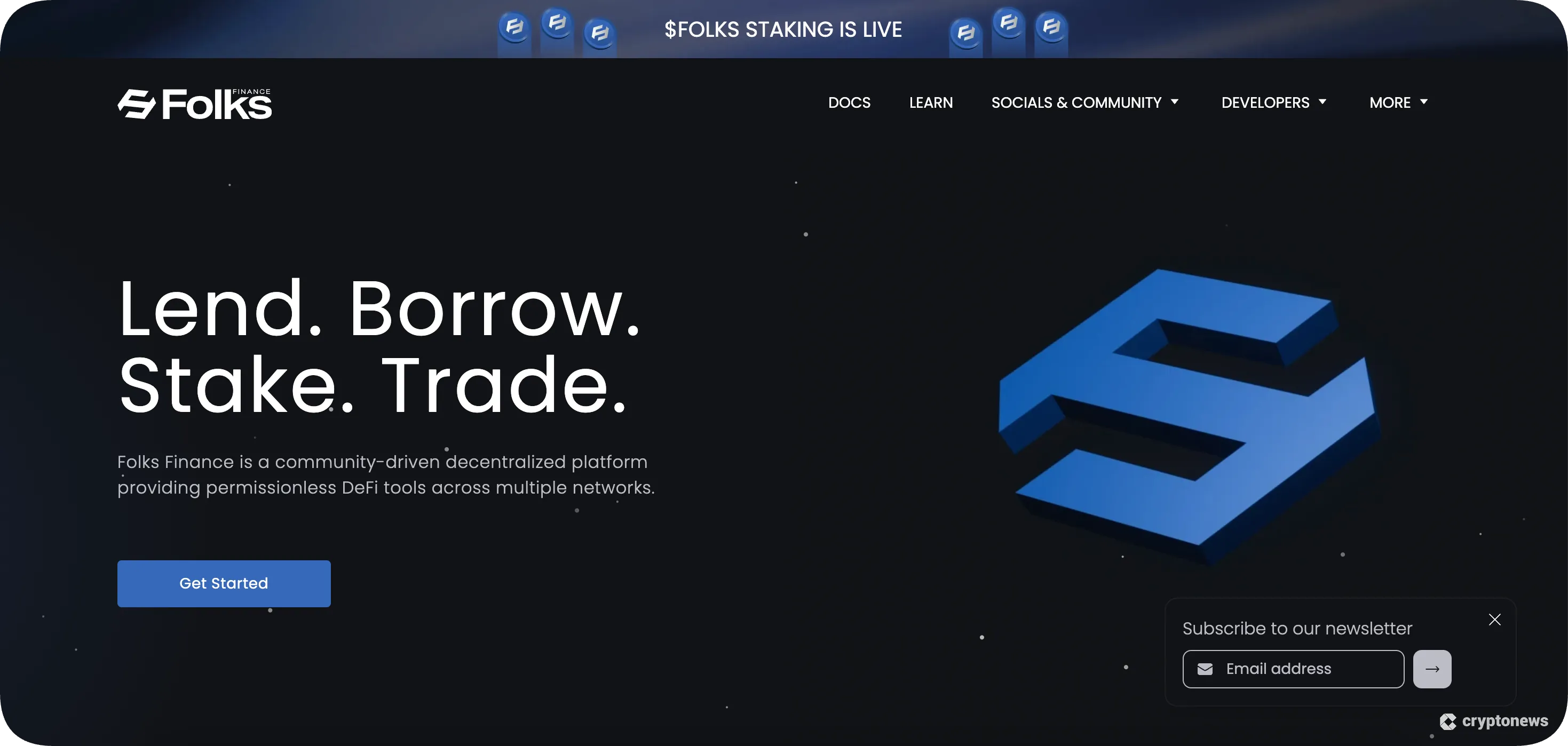 folks finance new crypto coin website homepage