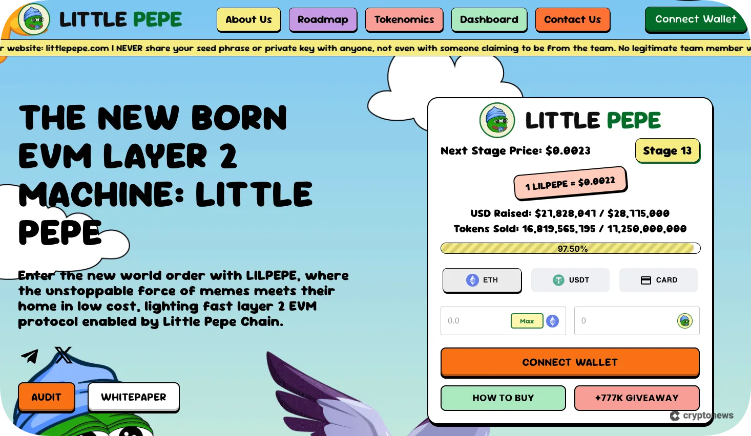 screenshot of the presale of little pepe 