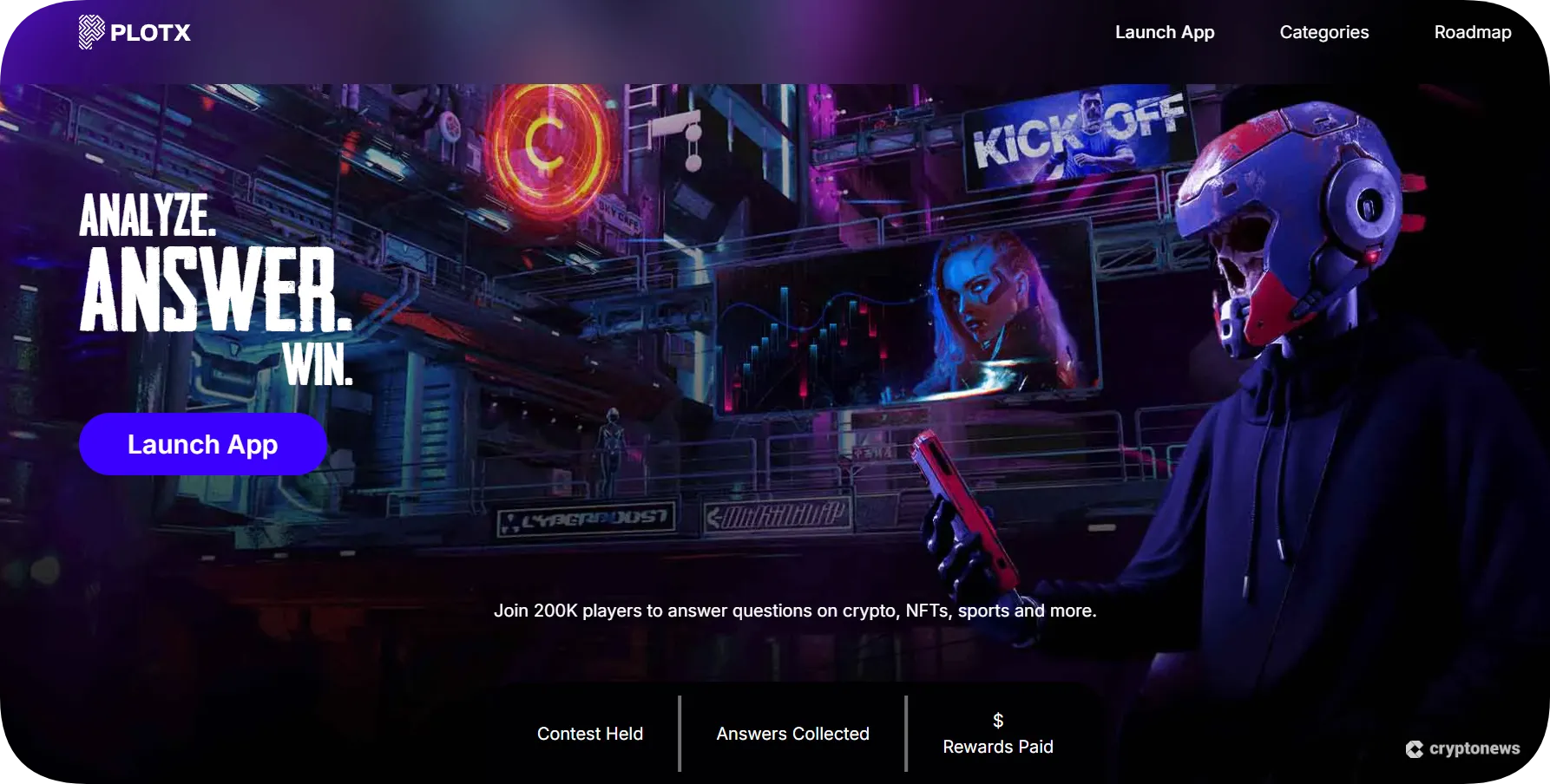 screenshot of the PlotX homepage