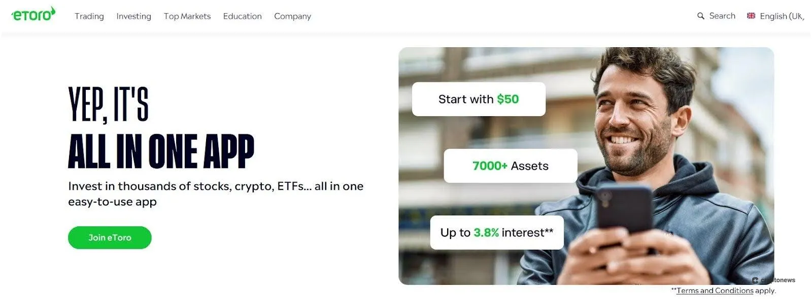 eToro homepage