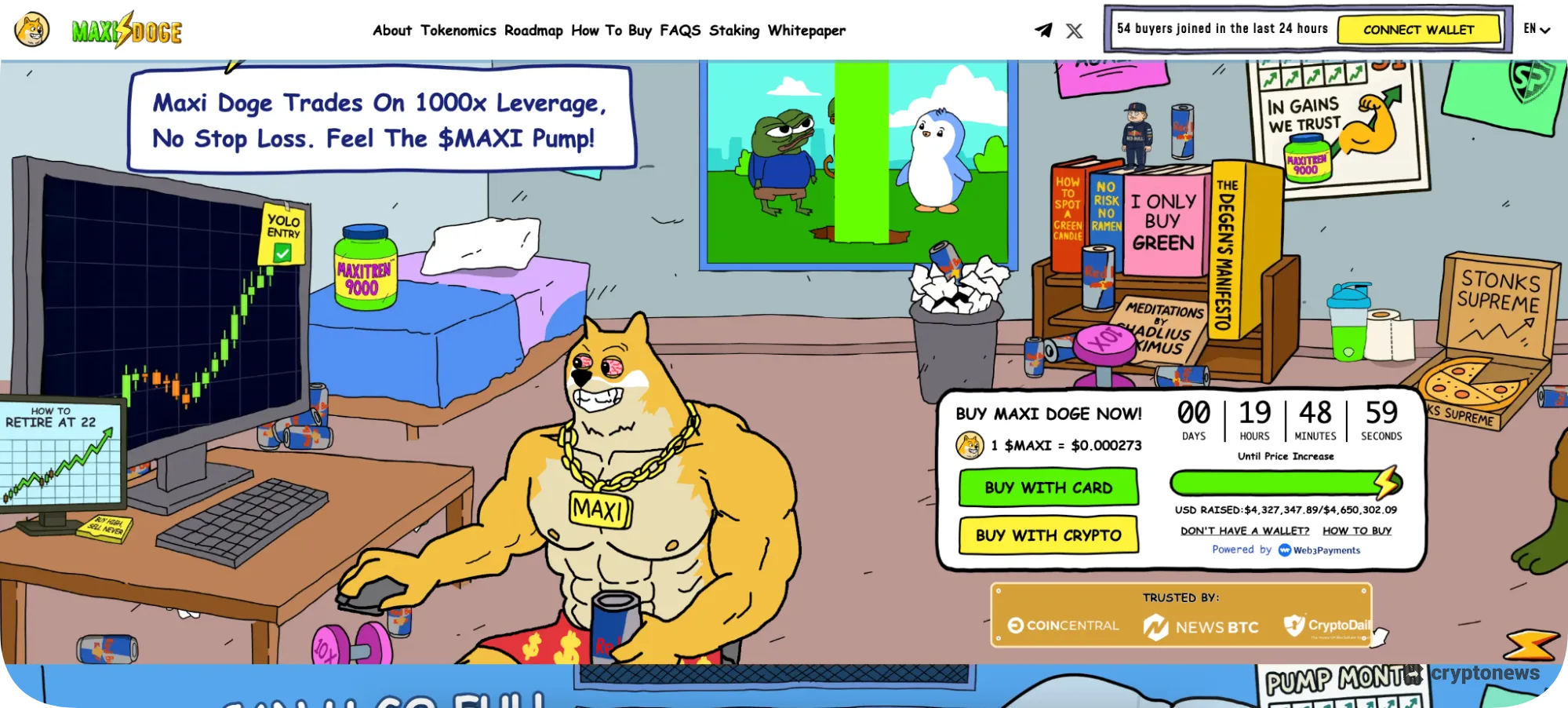 Maxi Doge homepage presale