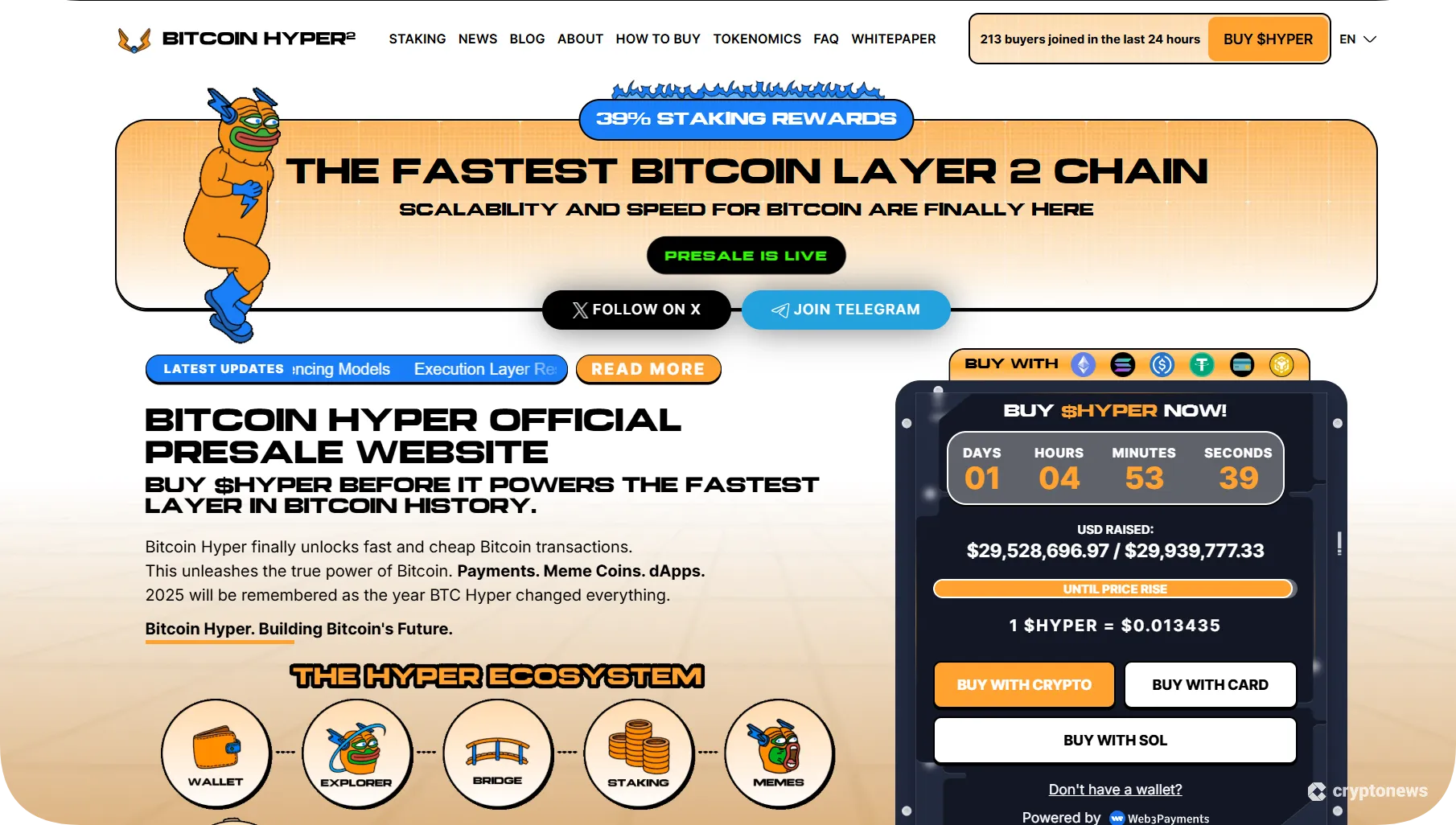 screnshot of Bitcoin Hyper's presale