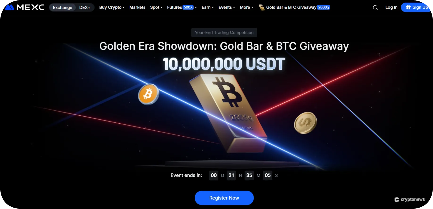 screenshot of MEXC's Golden Era Showdown giveaway