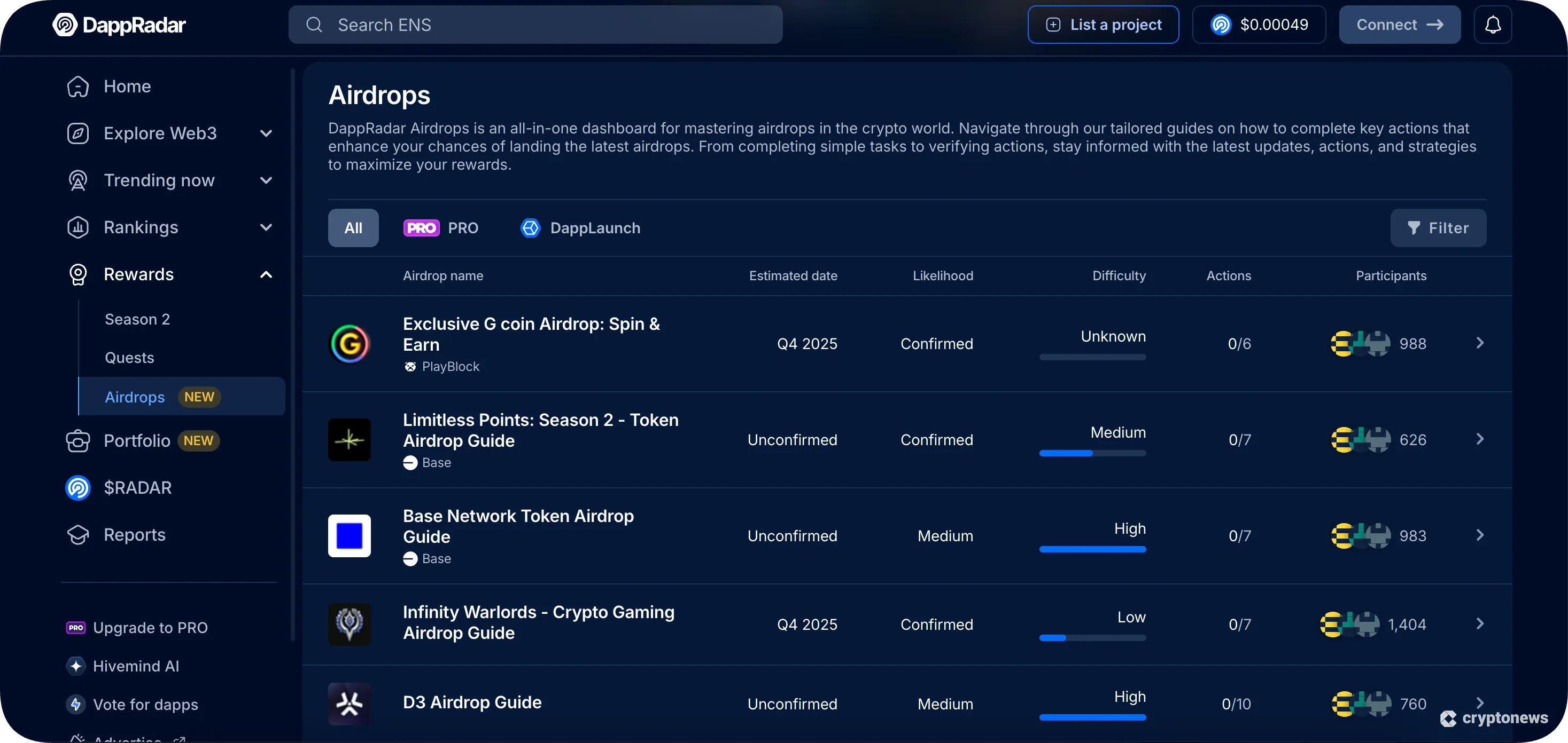 dapp radar airdrop new tokens before listing